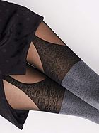 Pantyhose, melange, stockings imitation, flat seam